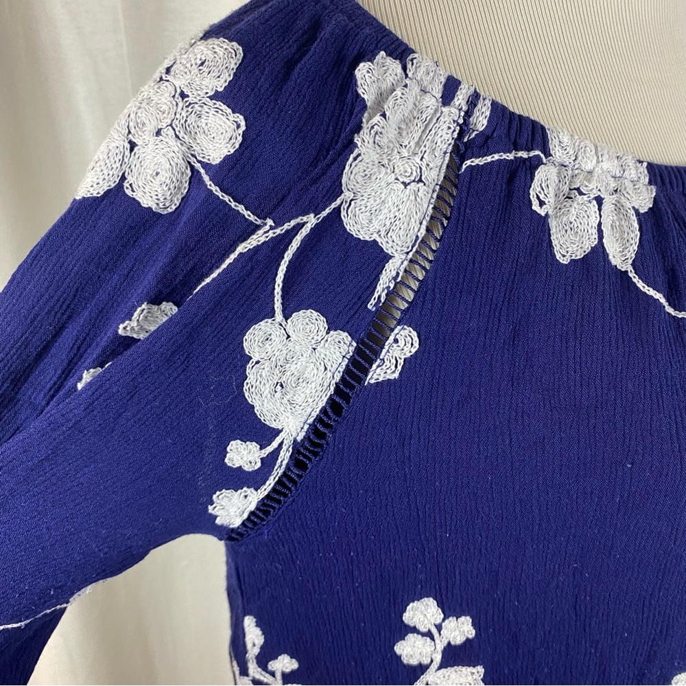 Simply Irresistible Women’s Large Mini Dress Floral Embroidered Navy White - Picture 2 of 7